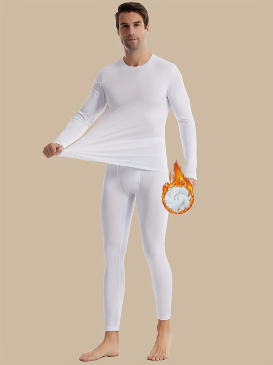 Thermal Underwear For Men, Ultra Soft Long Johns Fleece Lined Base Layer Cold Weather Top And Bottom Set