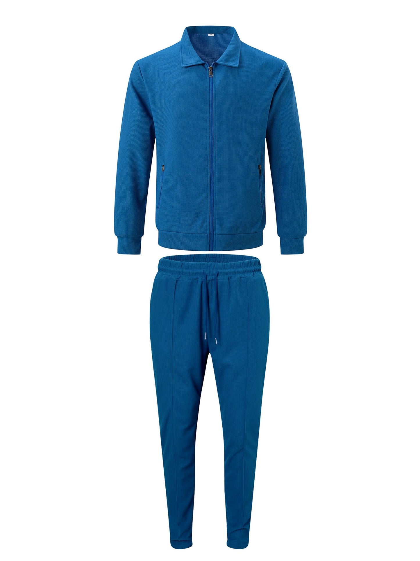 Waffel-Solid-Klassische Herren-Athletische 2 Stück Trainings anzug Set lässig mit Reiß verschluss Sweat suits Langarm Jacke und Jogging hose Set für Gym Workout Laufen