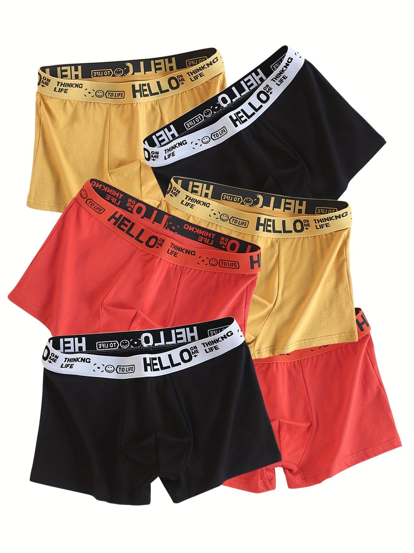 6pcs Calzoncillos boxer elásticos de algodón transpirable para hombres Color sólido Calzoncillos de algodón transpirable Ropa interior