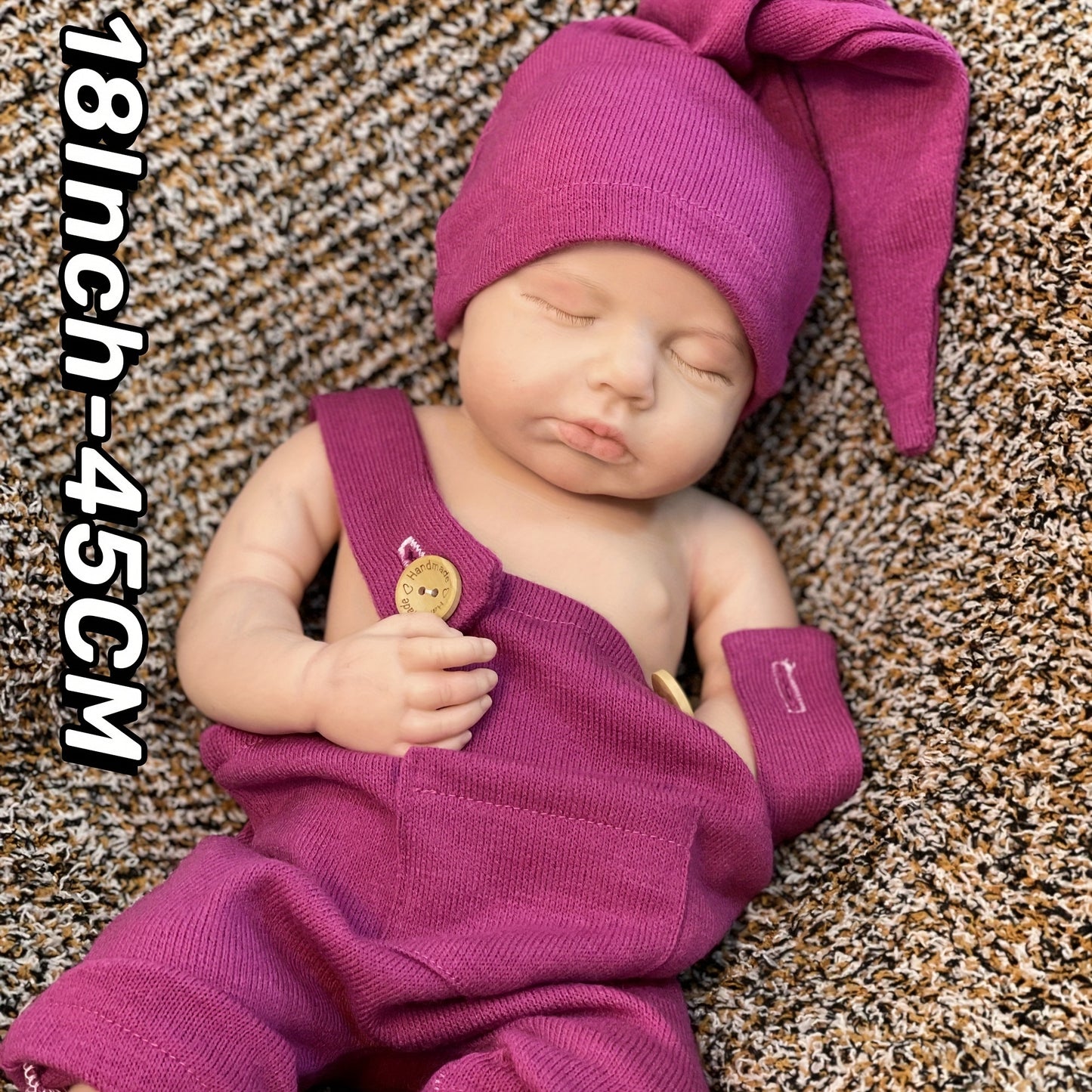 17.72inch Open & Closed Eyes Whole Soft Silicone Girls Reborn Dolls Painted Full Body Soft Solid Silicone Reborn Dolls With Cuddly Dress For Family's Christmas Gift \u002F New Year Gifts Collection Series