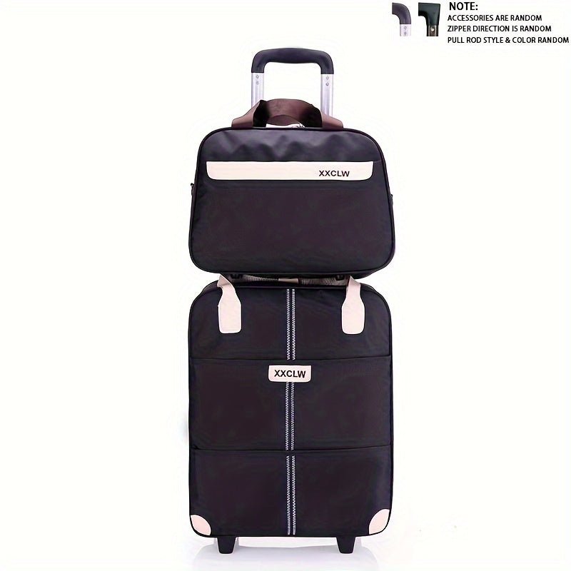 2pcs\u002Fset Large Capacity Travel Trolley Case, Portable Roller Luggage, Waterproof Boarding Suitcase, Weekender Overnight Duffle Bag For Travel