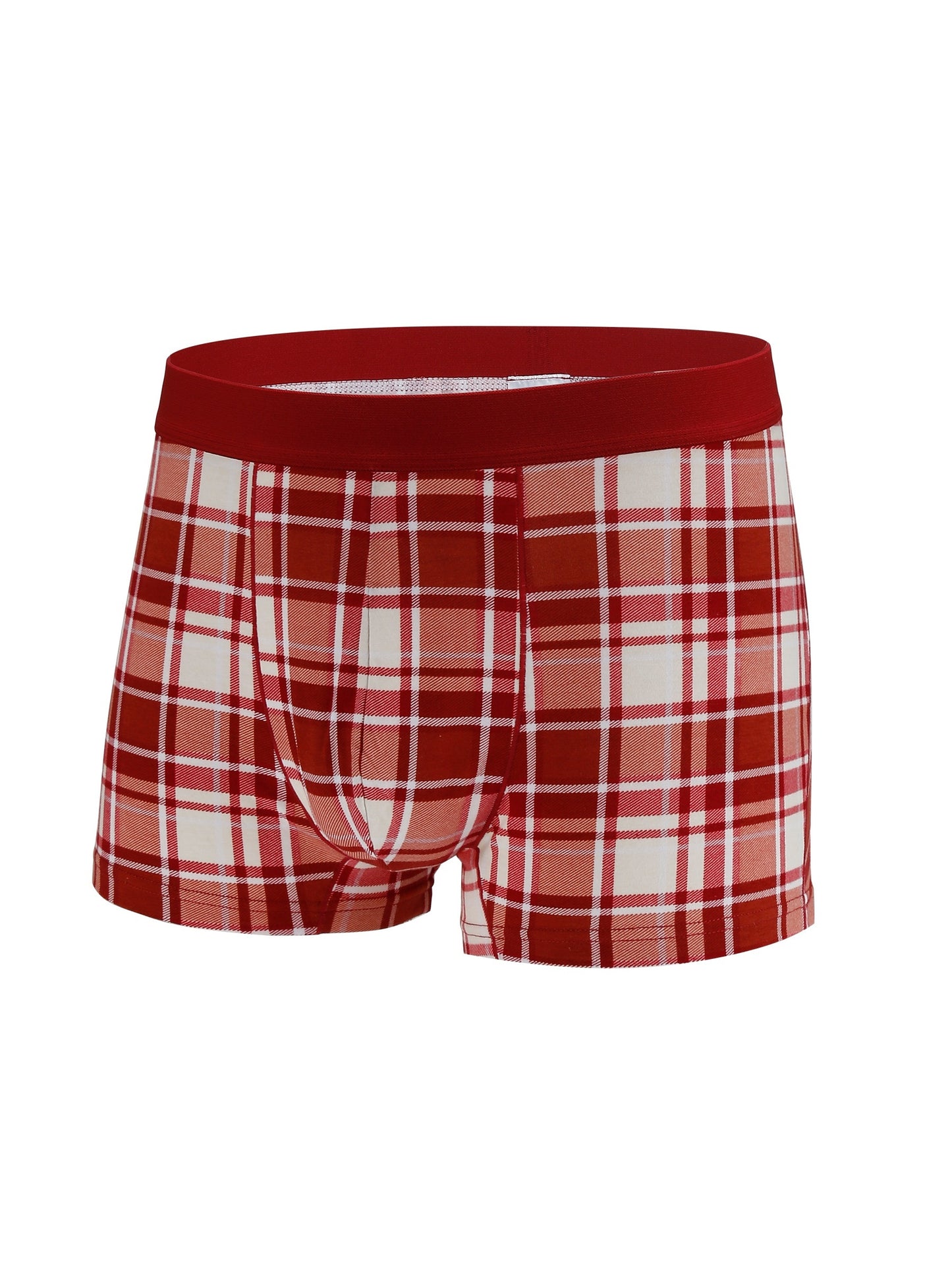 3pcs Men's Plus Size Underwear, Boxer Briefs, Cotton Stretch Underwear For Men, Plaid Swim Trunks