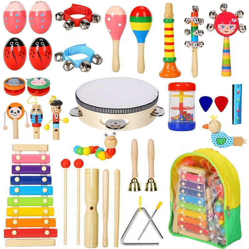 Conjunto de instrumentos musicais de 33 peças – inclui 18 tipos diferentes de instrumentos para horas de diversão e aprendizado