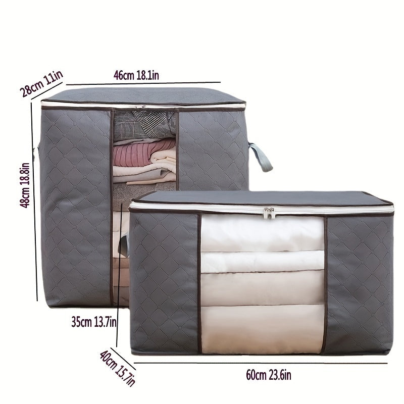 2pcs Extra Large Quilt Storage Bag, Foldable Wardrobe Clothes Storage Bags, Home Blanket Luggage Zipper Organizer Bags