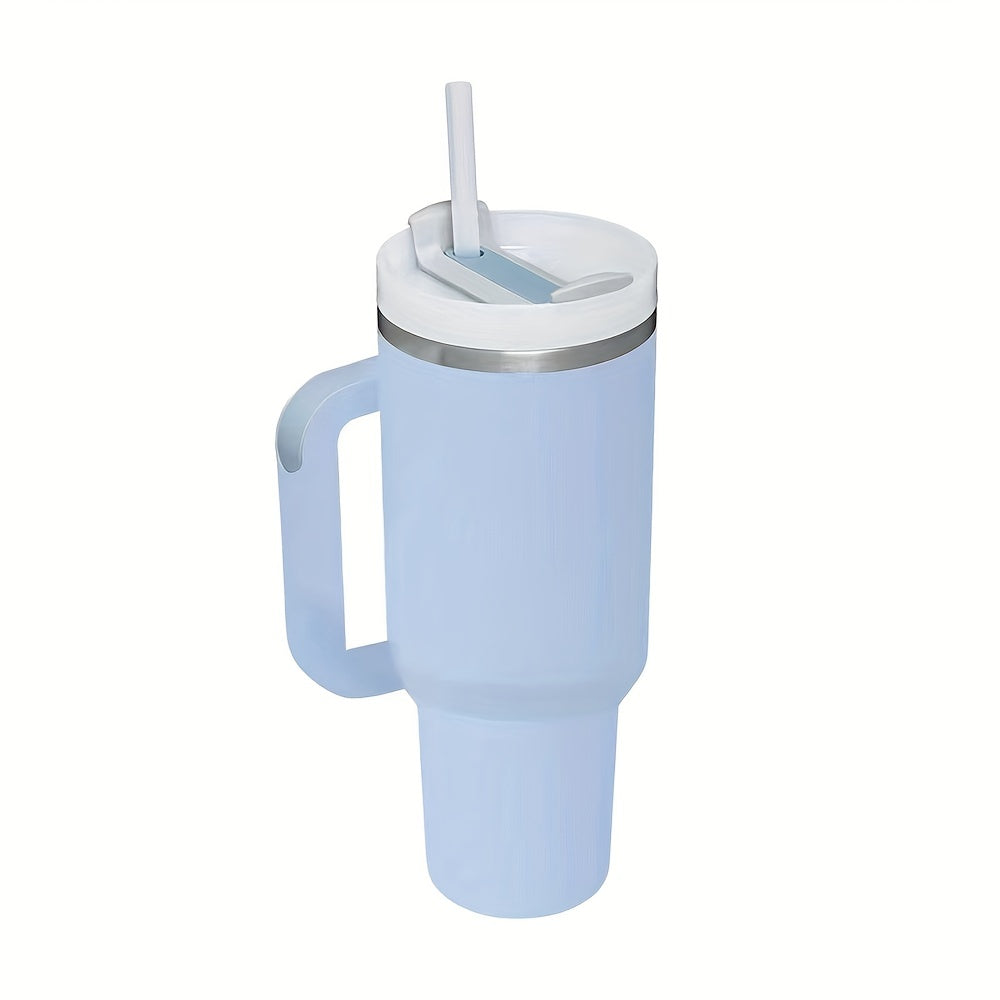 Grande tasse isolée en acier inoxydable de 40oz avec poignée portable et paille-Gardez les boissons froides pendant des heures, guidon double couche amélioré pour une prise en main confortable, conception étanche-Cadeau parfait pour les amateurs de plein 