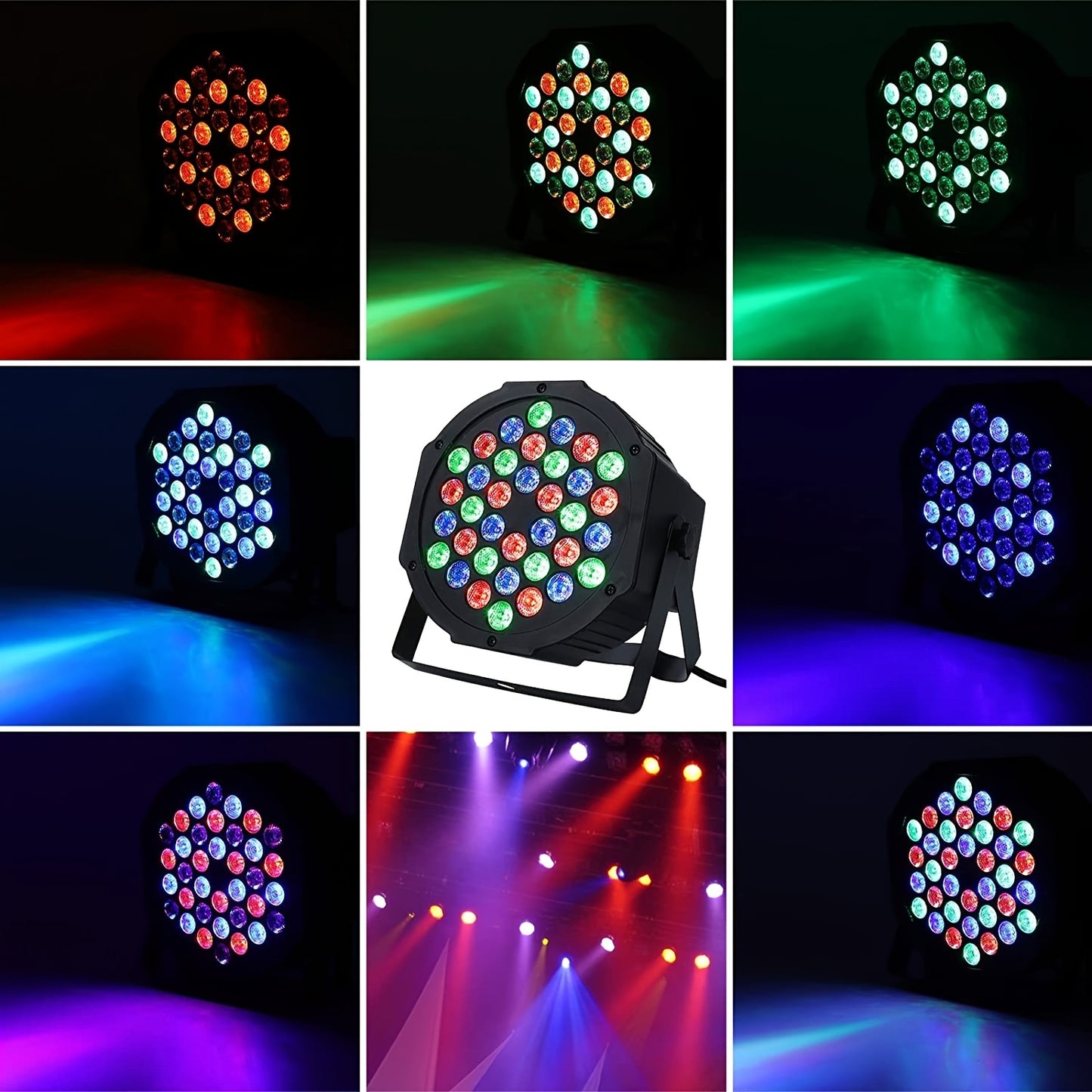 36 LED Stage Lights RGB DJ LED Par Light Remote & DMX Controlled Sound Activated Auto Play Uplights For Wedding Birthday Christmas Holiday Music Show Dance Party Stage Lighting-1Pack