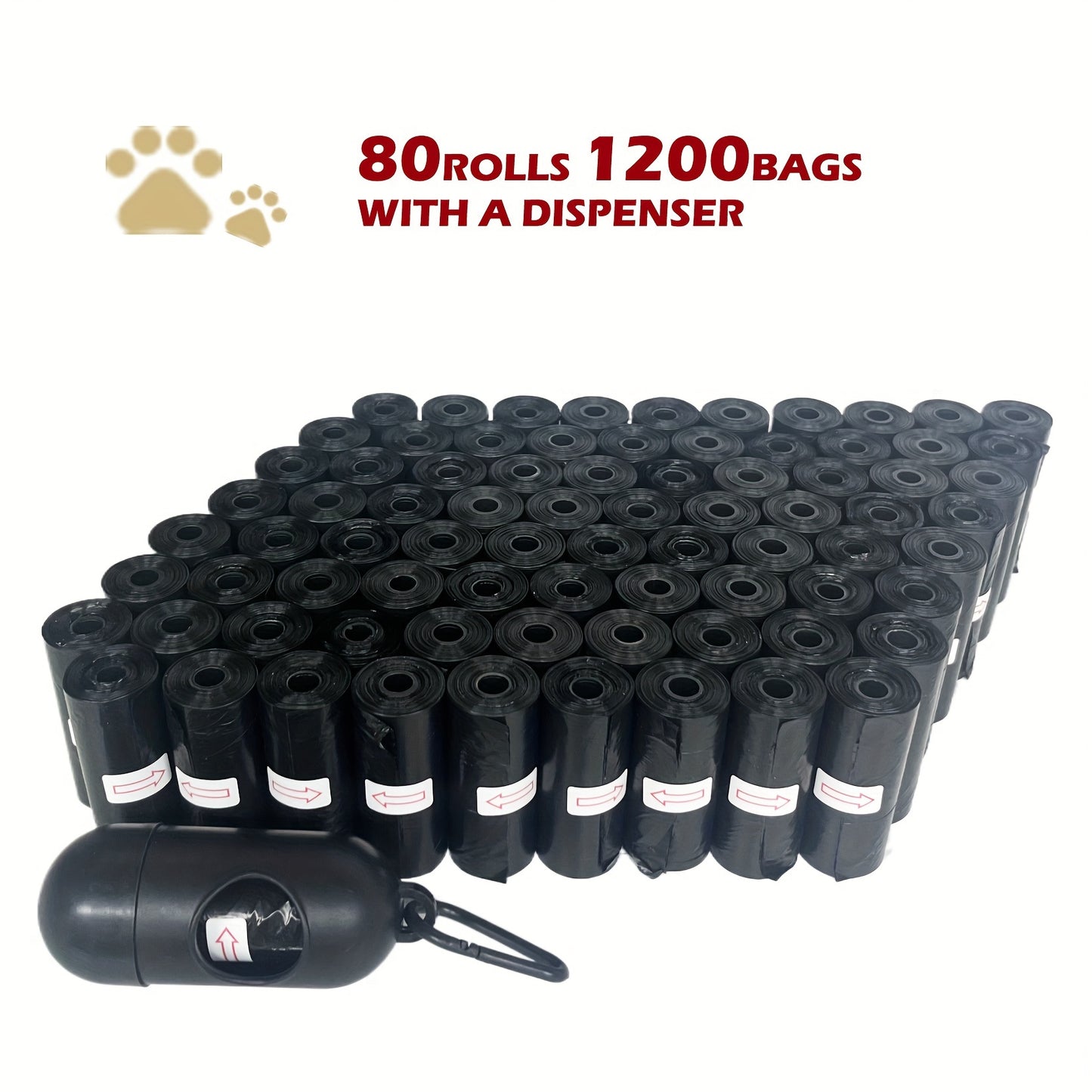 80 Rolls\u002F1200 Counts Dog Poop Bags, Thickened 1 Silk Leak Proof Pet Garbage Bags Refill Rolls With 1pc Free Dispenser, Pet Cleaning Supplies