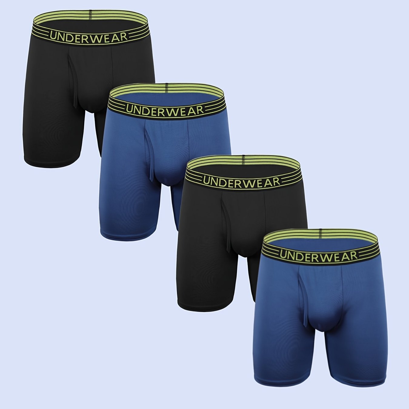 4pcs Men's Boxer Briefs, Trendy Letters Print Underwear, Breathable Soft Underpants, Plus Size