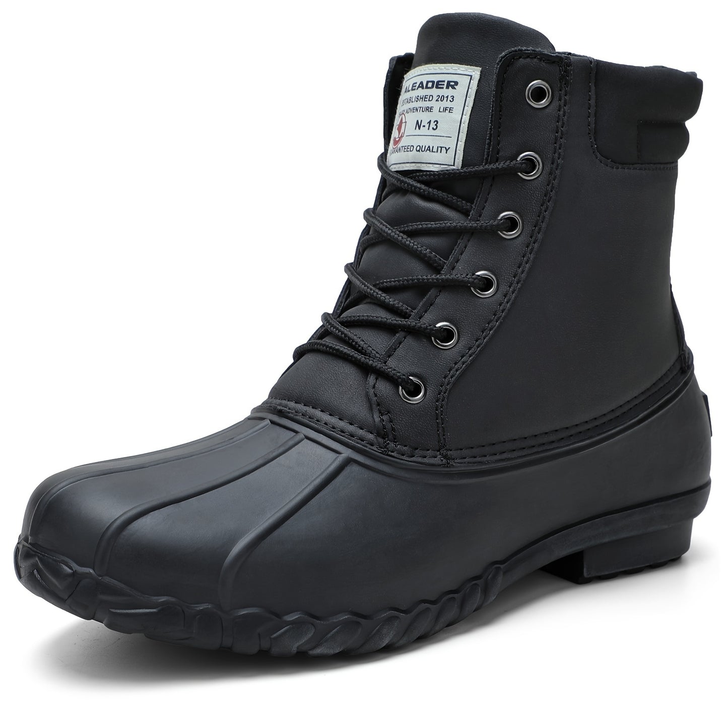 Botas de neve sólidas masculinas, lã quente aconchegante antiderrapante botas de tornozelo de pelúcia confortável ao ar livre sapatos de caminhada forrados, inverno