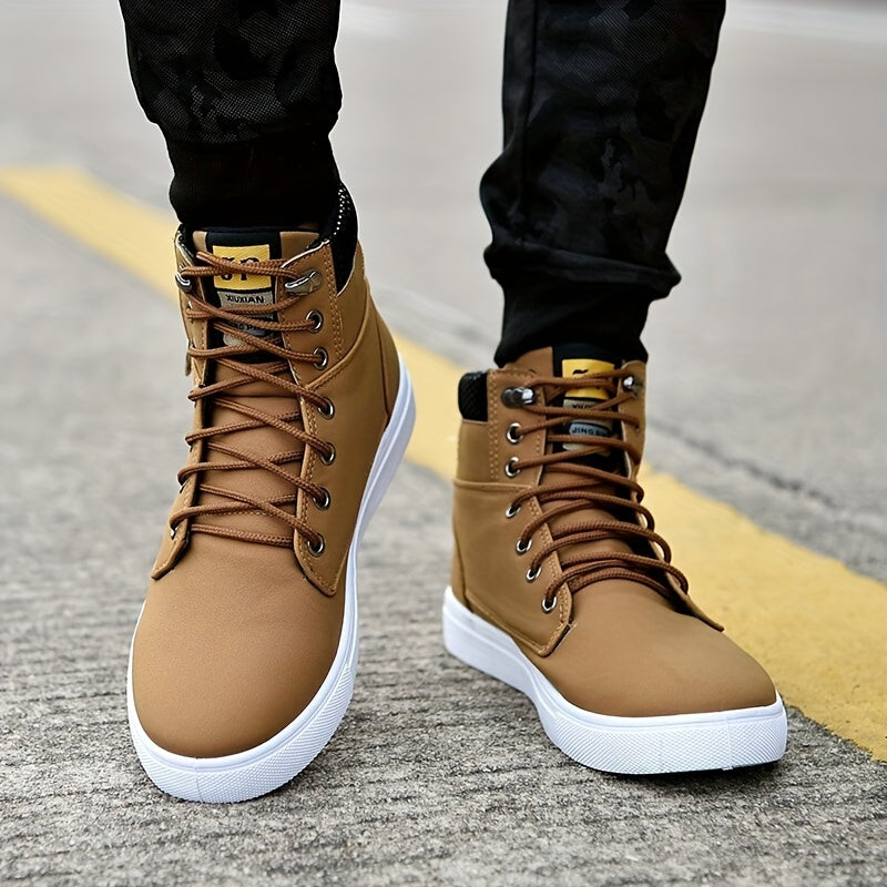 Men's Lace-up High-top Shoes British Style Canvas Shoes Casual Sneakers All-match Trendy Shoes Zippers For Decoration Only