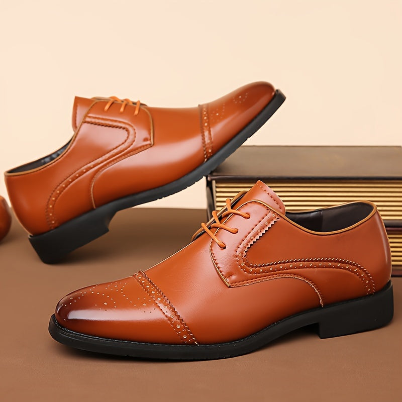 Los zapatos derby sólidos del dedo del pie brogue de los hombres, no resbalón cómodo ocasionales atan para arriba los zapatos formales para las actividades al aire libre de los hombres