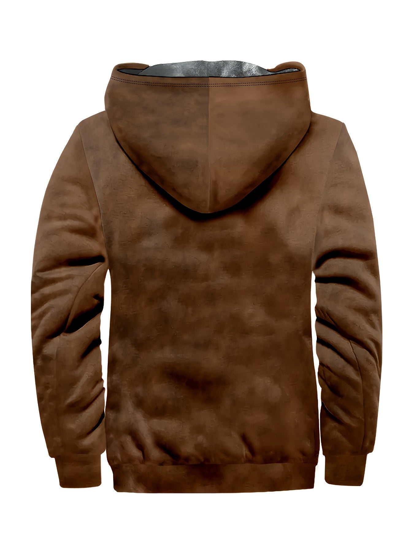 Men's Printed Warm Fleece Hooded Coat, Hunting Clothes For Fall Winter