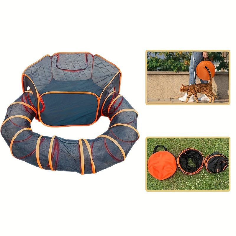 Portable Cat Enclose Tunnel Dog Training Tunnel Foldable Storage Tunnel Pet Toys Play Tunnels For Cat Interactive Toy