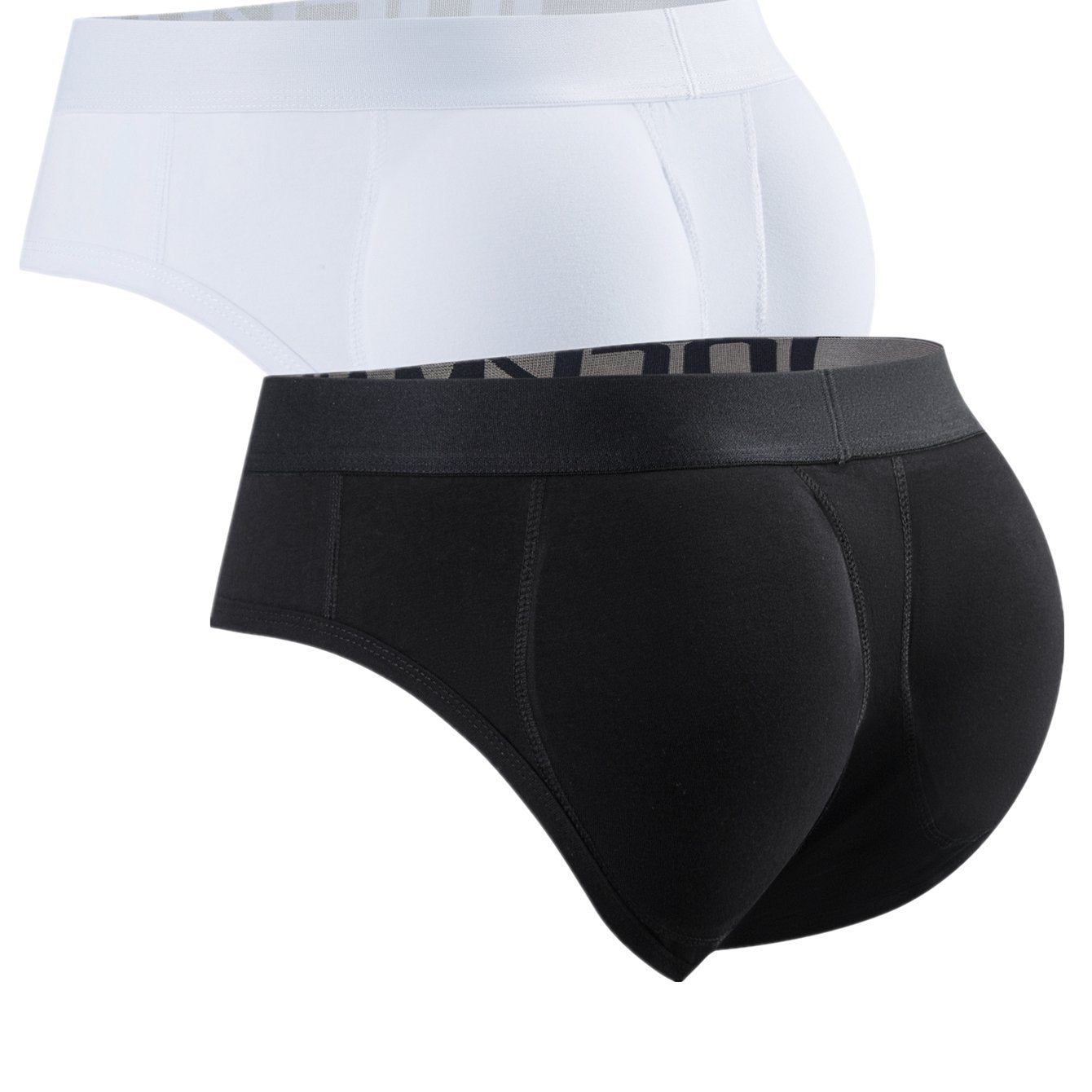 JOCKMAIL 2 peças de roupa íntima masculina, almofadas removíveis para elevação do quadril, cuecas para aumentar o bumbum, cuecas confortáveis respiráveis de algodão, cuecas sexy