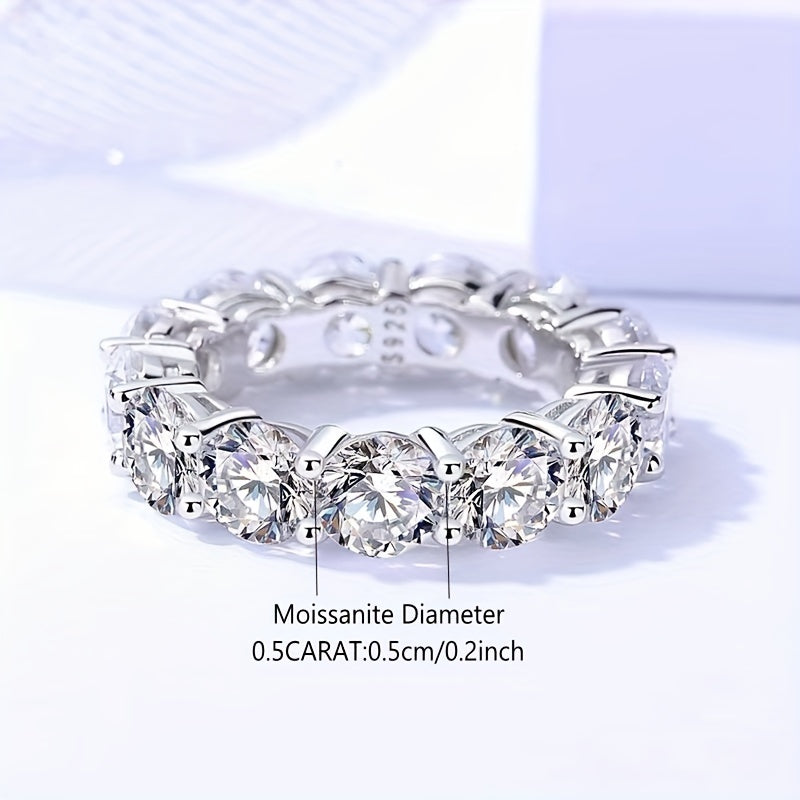 Moissanite Eternity Band Ring 925 Silver Party Wedding Engagement Decor For Women Girls Gifts