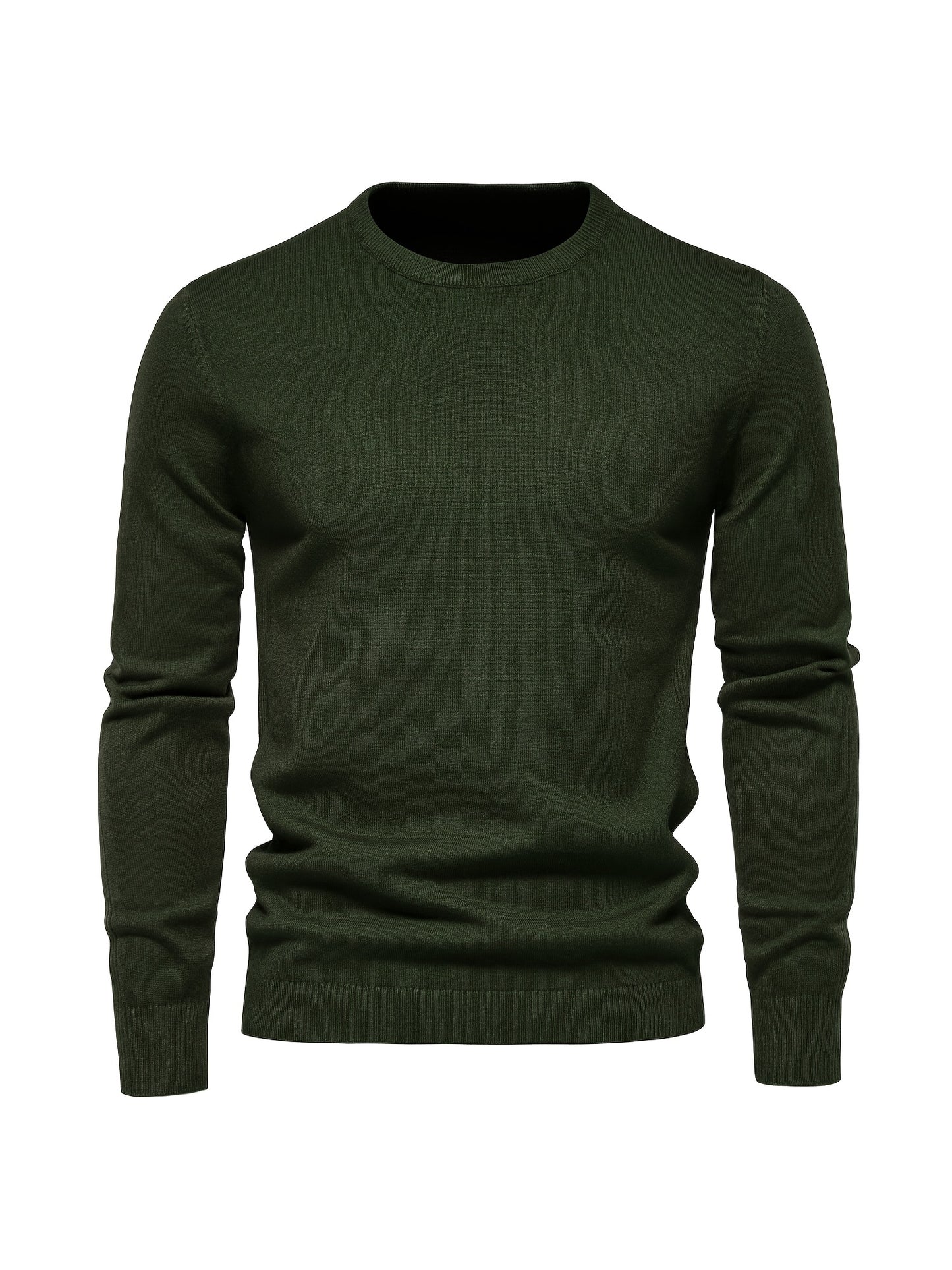 Couleur unie ras du cou des hommes Slim Fit Pull en tricot