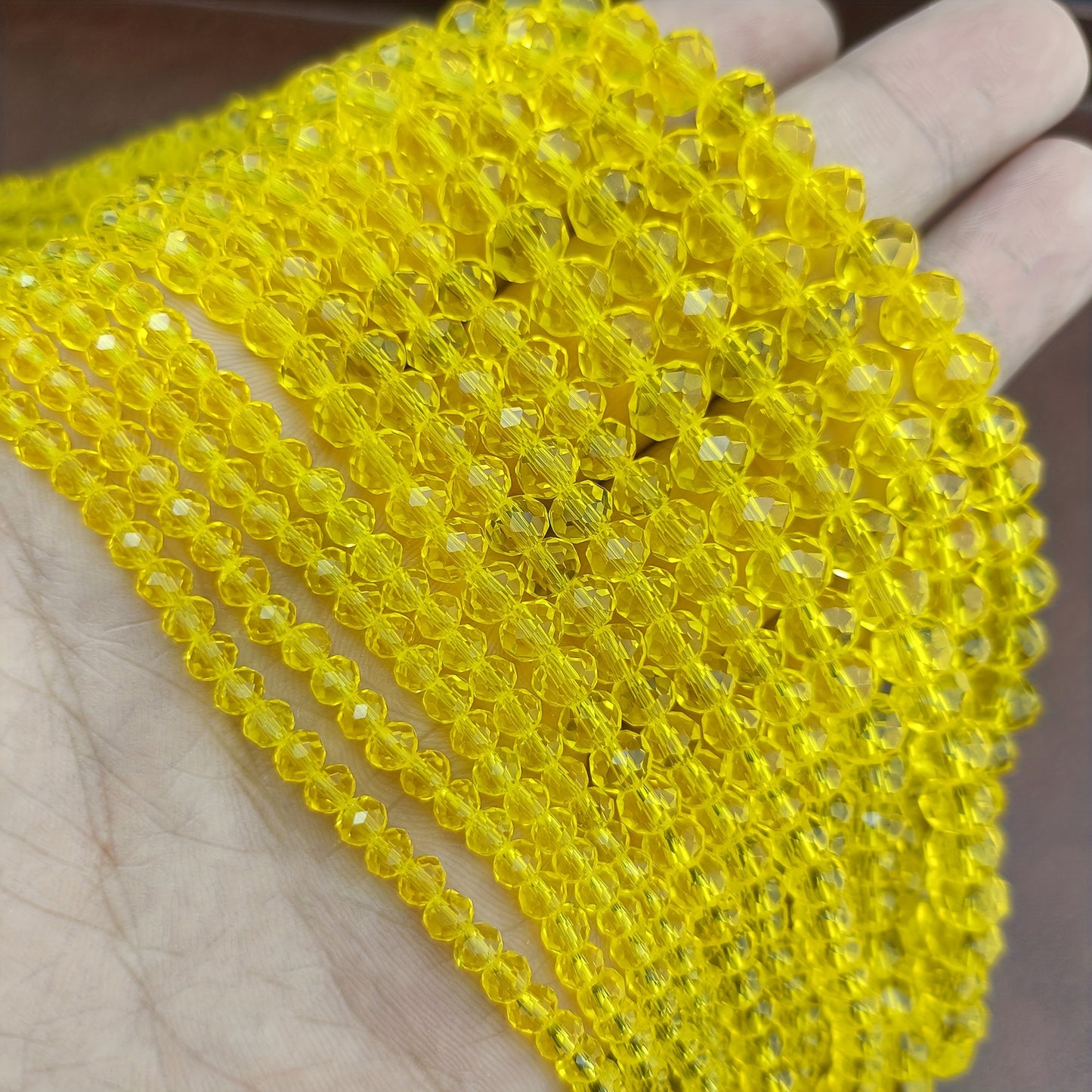 120\u002F85\u002F65pcs 4\u002F6\u002F8mm Faceted Yellow Artificial Crystal Beads For DIY Bracelet Necklace Jewelry Making Supplies