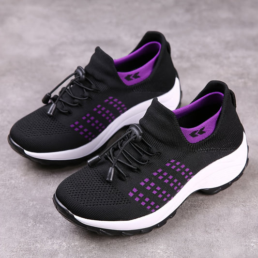 Women's Lightweight Knit Socks Shoes, Low Top Lace Up Breathable Casual Shoes, Women's Fashion Sport Footwear