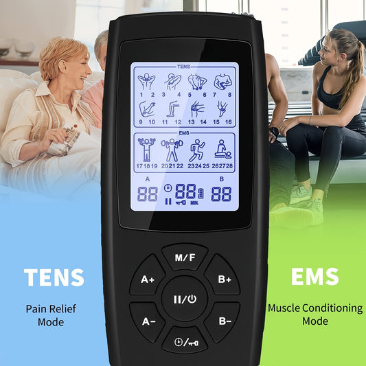 1pc TENS EMS Unit 28 Mode 40 Intensity Muscle Stimulator For Pain Relief Therapy, Dual Channel Rechargeable TENS Machine