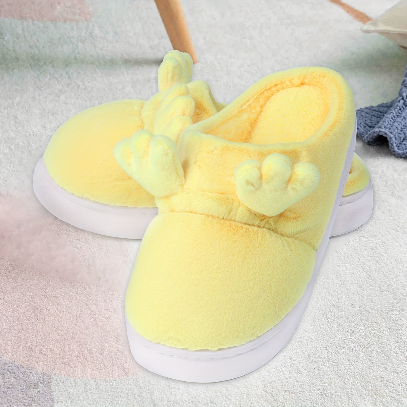 Cute Cartoon Design Slippers, Casual Slip On Plush Lined Shoes, Comfortable Indoor Home Slippers