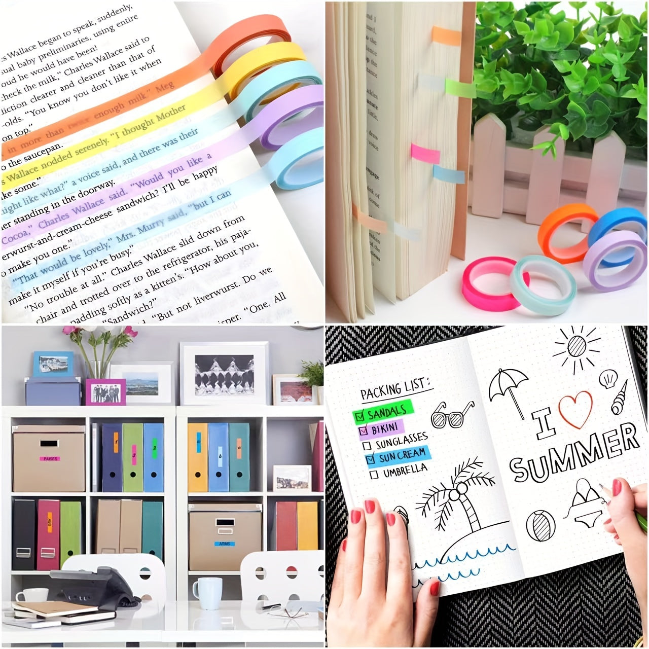 10 Rolls Highlighter Tape, 0,31x16,4 Fuß transparentes Highlighter-Band, abnehmbares Highlighter-Band für Schüler, um Notizen zum Lesen im Home Office des Klassen zimmers zu machen (10 Farben)