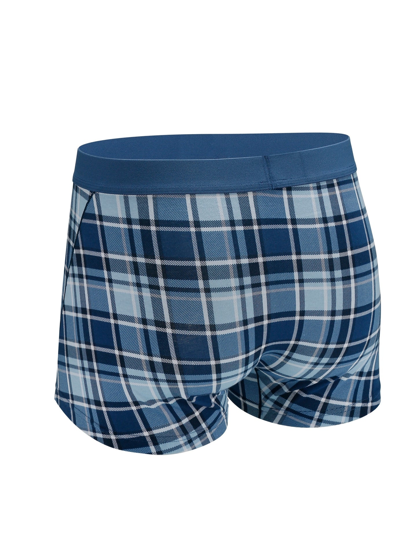 3pcs Men's Plus Size Underwear, Boxer Briefs, Cotton Stretch Underwear For Men, Plaid Swim Trunks