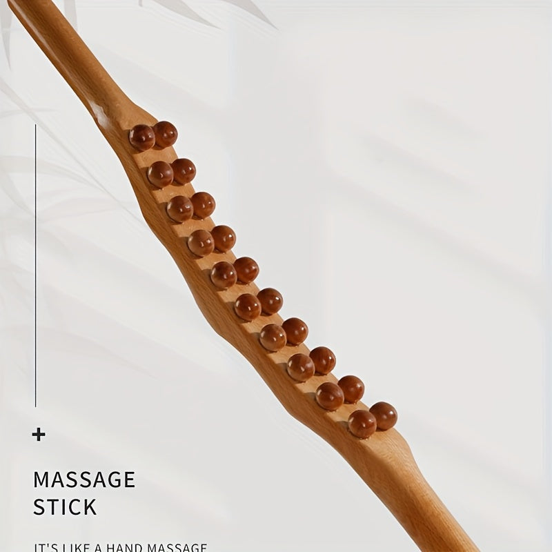 1pc Double Row Of 20 Beads Massage Stick, Carbonization Massage Stick, One Universal Scraping Stomach Rubbing Abdomen Professional Meridian Stick