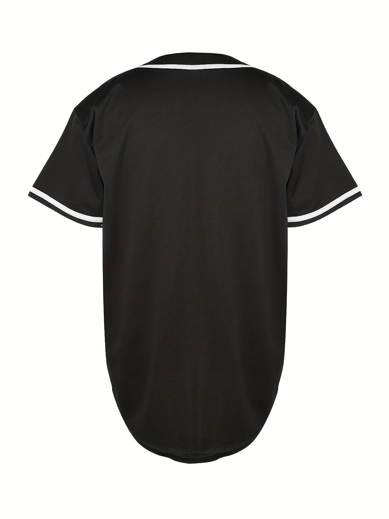 Plus Size Men's Solid Baseball Short-sleeve T-shirt, Trendy Summer V-neck Tee For Baseball Sports, Versatile Men Clothing