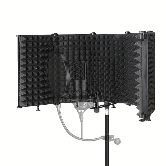 Bouclier d'isolement de microphone d'enregistrement de studio, mousse absorbante à haute densité de filtre de bruit. Approprié pour et tout équipement d'enregistrement de microphone de condensateur