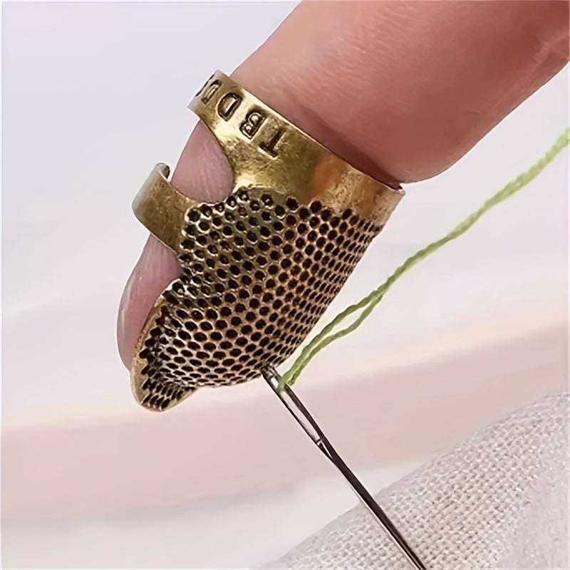 2pca Sewing Thimble Finger Protector, Adjustable Finger Metal Shield Protector Pin Needles Sewing Quilting Craft Accessories DIY Sewing Tools