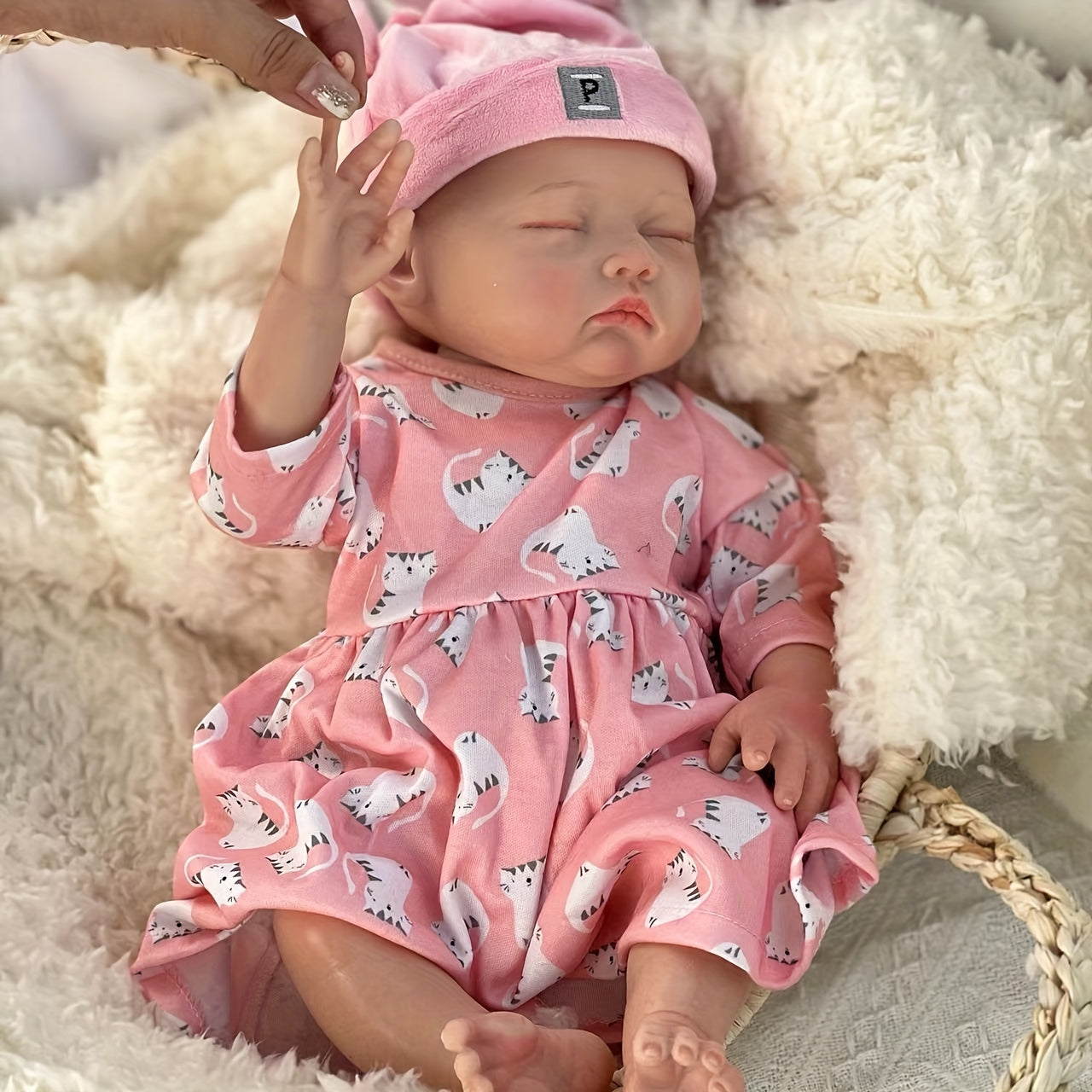 17.72inch Sleeping Girl Silicone Reborn Dolls Full Body Soft Solid Silicone Bebe Reborn Doll Artist Painting Baby Dolls For Family's Gift Corpo De Silicone Inteiro Muñeca