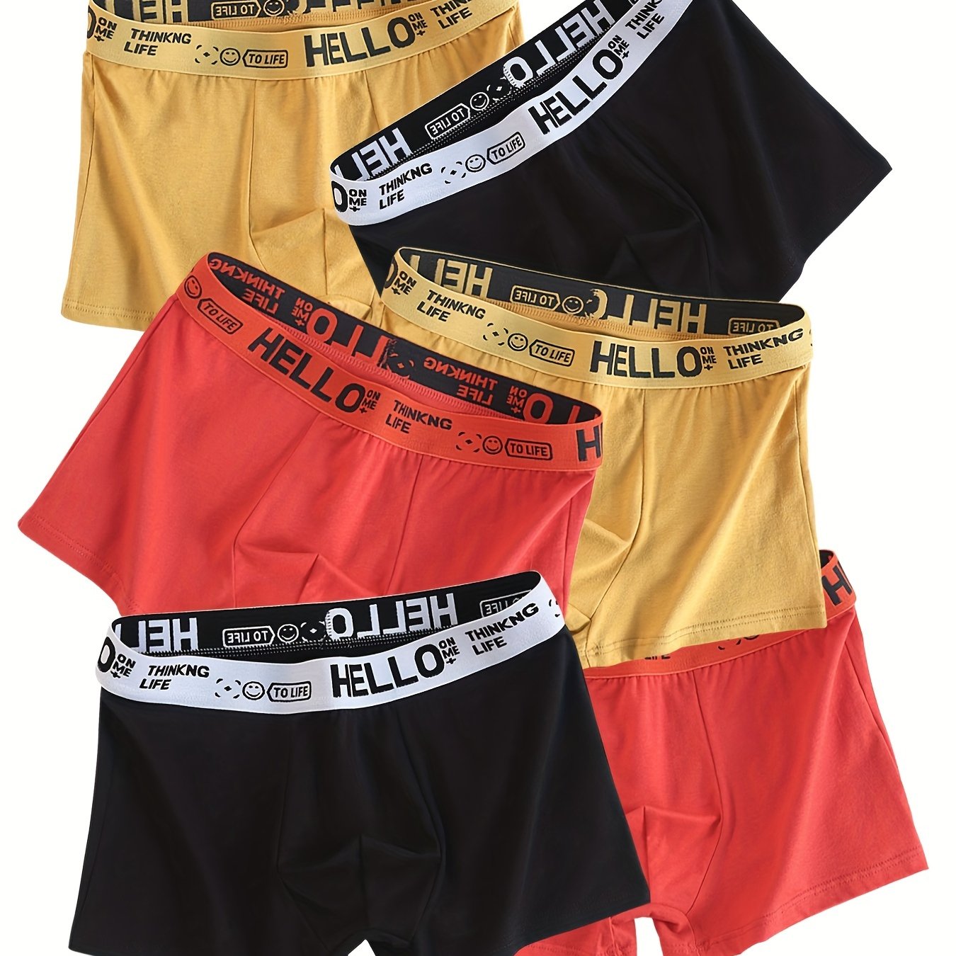 6pcs Calzoncillos boxer elásticos de algodón transpirable para hombres Color sólido Calzoncillos de algodón transpirable Ropa interior