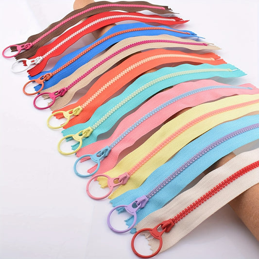20pcs 3# Resin Zippers, 20cm\u002F8inch Nylon Coil Zippers,3# Resin Zipper, Colourful Zippers With Lifting Ring Quoit, Sewing Zippers, Supplies Zippers For DIY Sewing Craft Tailor Bag Garment
