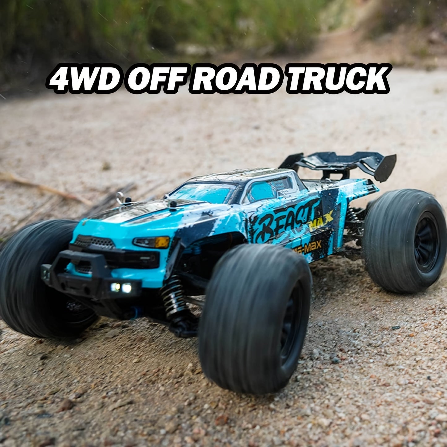 Escala del 1:16 todos los coches rápidos sin cepillo del terreno RC, camión de alta velocidad de 4WD Off Road con el modo ligero de 3 LED, tiempo que juega de 40 minutos, el vehículo de la dirección de 17G Digitaces juega regalos