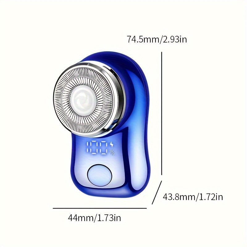 Mini Portable Electric Shaver With Intelligent Digital Display, Men's Capsule Shaver,Pocket Type Razor, Outdoor Travel Smart Shaver,Car Shaver-Double Ring Knife Net, Improving Shaving Speed