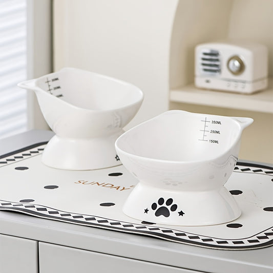 Ceramic High Foot Cat Bowl For Cat Cervical Protection, Pet Supplies