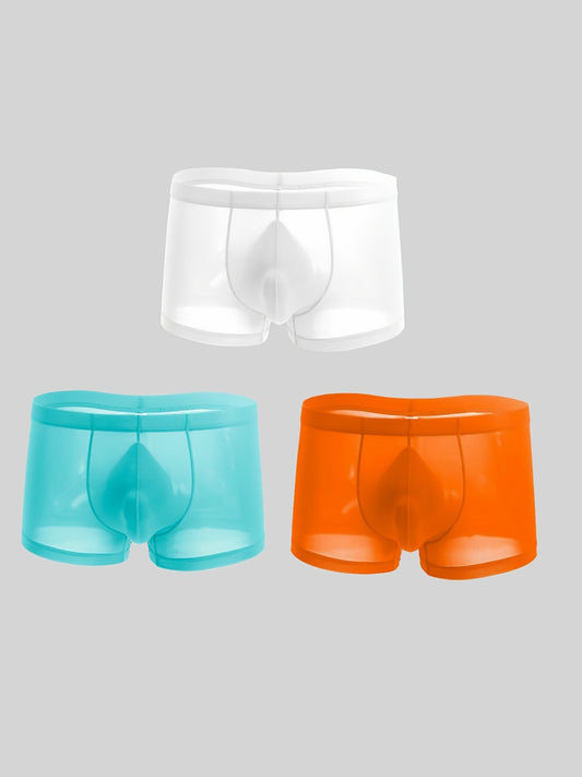 3pcs \ u002Fset Hommes Respirant Glace Soie Ultra Mince Boxer Slip Sous-Vêtements