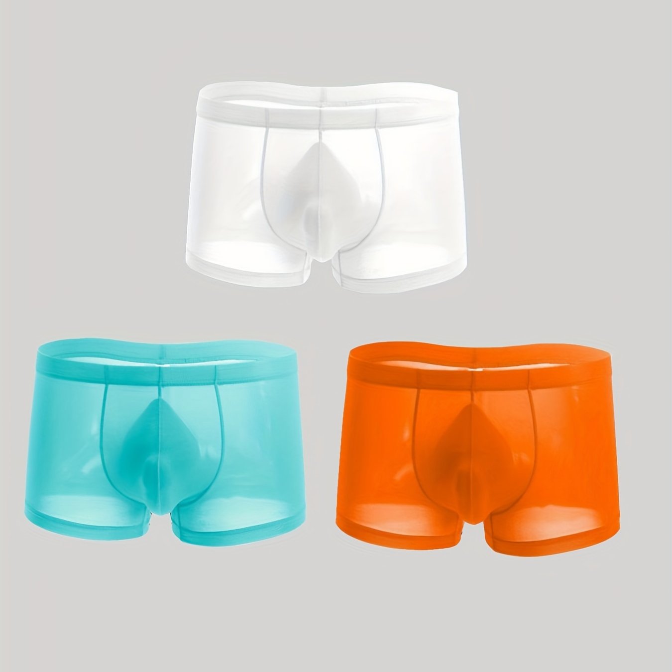 3 PACK Hommes Sexy À La Mode Glace Soie Mince Respirant Confortable Taille Basse Multi-couleur Boxer Slip Sous-vêtements