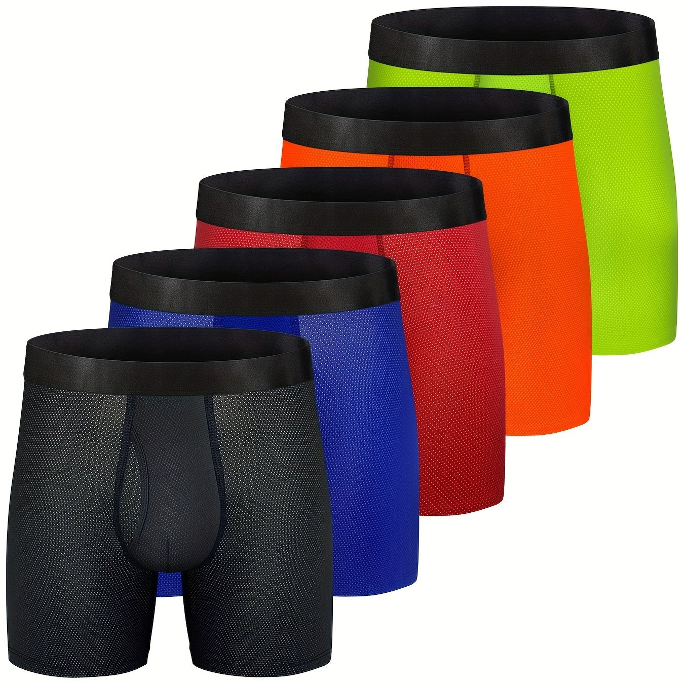 5pcs Hommes Graphique Respirant Confortable Doux Séchage Rapide Boxer Slip Sous-Vêtements, Multicolore Ensemble