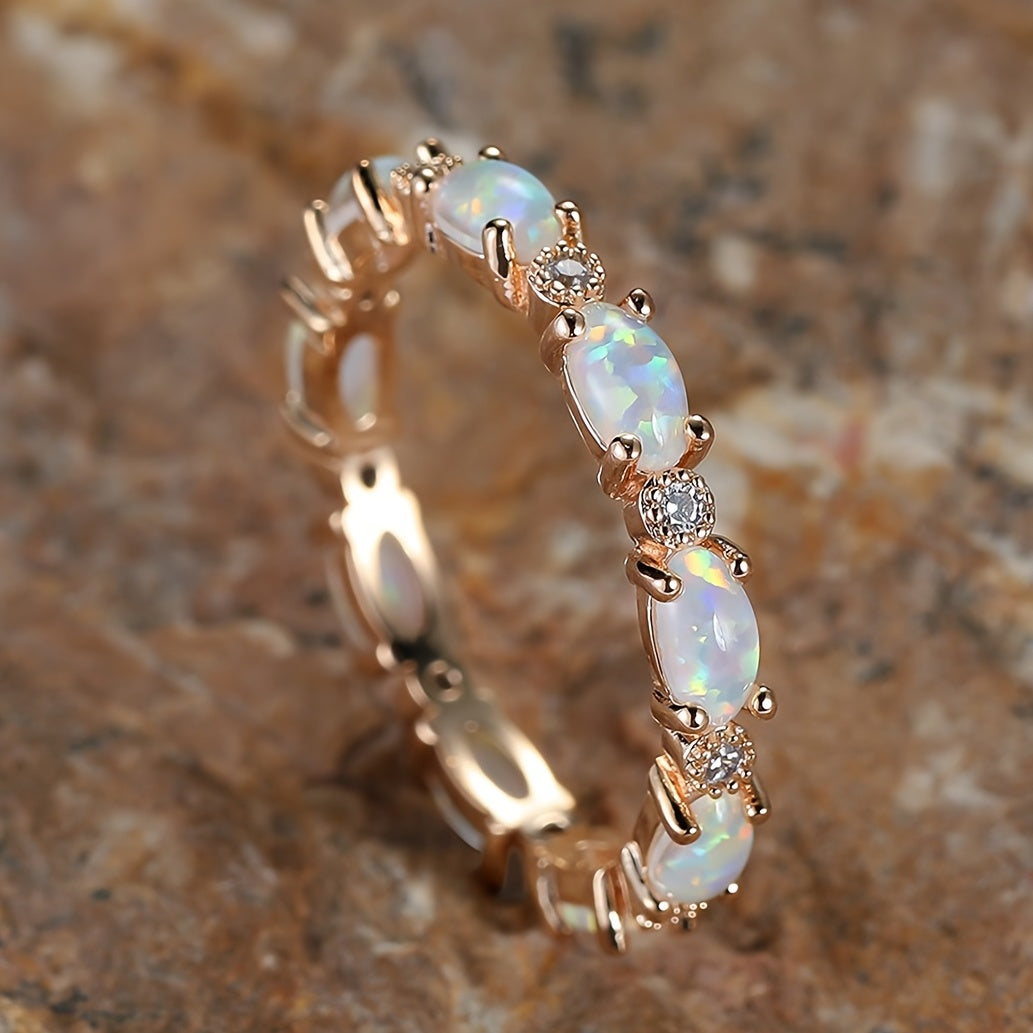 Ring aus Opal, Verlobung, Hochzeit, Valentinstagsgeschenk, exquisiter Schmuck für Damen, trendiges Zubehör