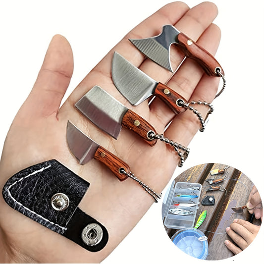 4PCS\u002FSet Damascus Pocket Knife Set - EDC Knife Set for Package Opener, Axe Shape Cleaver & Tiny Knives