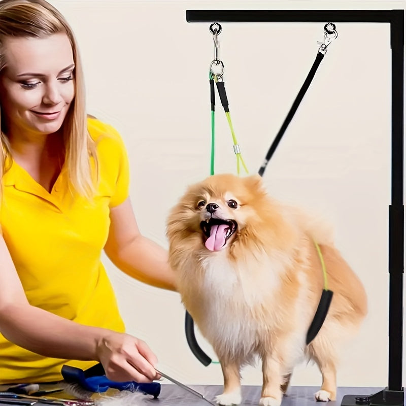 Braço ajustável em altura para preparação de animais de estimação com braçadeira para cães grandes e pequenos, suporte durável de aço inoxidável para preparação de cães com laço para banho de preparação de animais de estimação