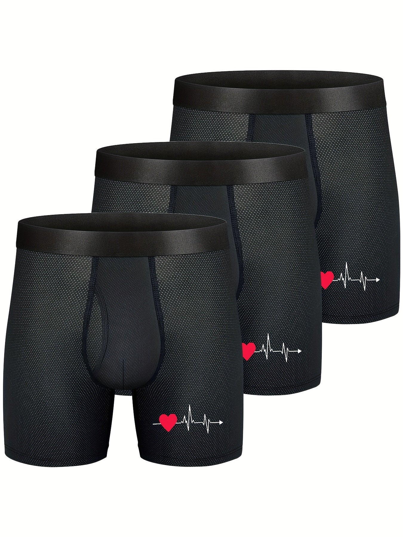 3pcs Hommes Maille Confortable Respirant Athlétique Cool Long Boxer Slip, Sous-vêtements