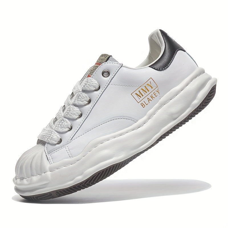 Damen einfarbige Freizeit schuhe, Letter Print Schnürung Platform weiche Sole Shell Zehen schuhe, Low-Top-Vielseitige weiße Trainer