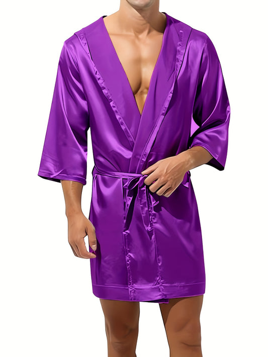 Men's 2 Pcs Sleepwear Sets,Robe Night Clothes ,Men Hooded Pajamas & Shorts