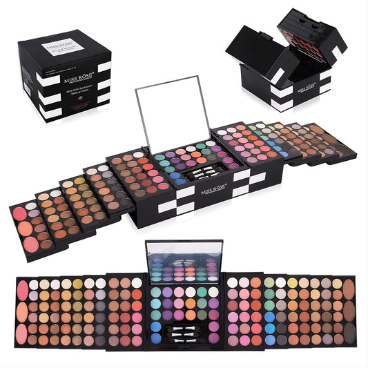 Professional Makeup Kit For Women Full Kit ,Makeup Pallet,All In One Makeup Gift Set For Teens,Include 142 Color Eyeshadow 3 Color Blush 3 Color Eyebrow Powder 3 Sponge Brushs, Fashion Women Makeup Case ,Full Make Up Eye Shadow Palette