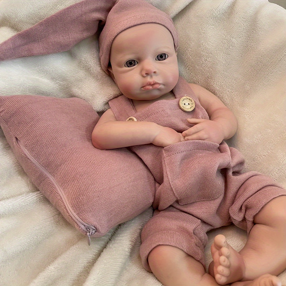 17.72inch Open Eyes Full Body Solid Platinum Silicone Bebe Reborn Girl With Artist Oil Painted Skin Handmade Soft Toch Silicone Reborn Doll Can Have Bath Reborn Doll Toy For Christmas Gift