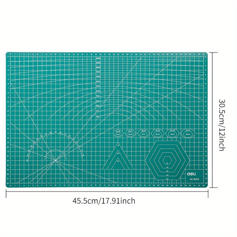 Deli 1pc Self Healing Cutting Mat, A3 Size, 17.9*12in\u002F45x30cm, Double-Sided Mat With Grid Lines Angles, Great For Crafts, Quilting, Cutting Projects, DIY Sewing Crafts Accessories