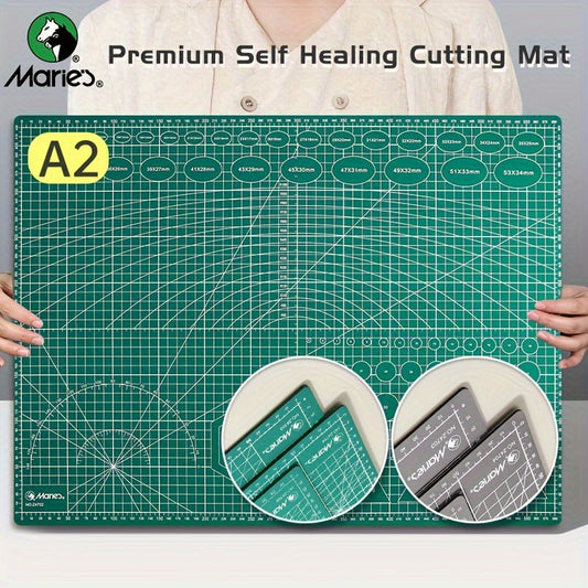 1pc Marie's Self Healing Cutting Mat Green\u002FGrey Double-Sided Mat With Grid Lines Angles (A2), Great For Crafts, Quilting, Cutting Projects, DIY Sewing Crafts Accessories For Fabric Scrapbooking Project