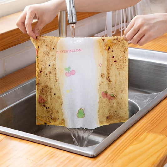 50 Sheets\u002Froll Dry And Wet Lazy Dishcloth, Disposable Special Paper For Kitchen Cleaning, Water Absorption And Oil Free Household Dishcloth